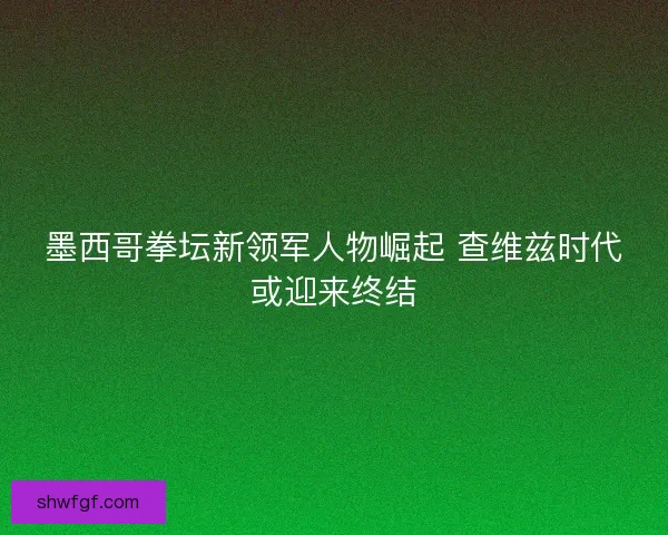 墨西哥拳坛新领军人物崛起 查维兹时代或迎来终结