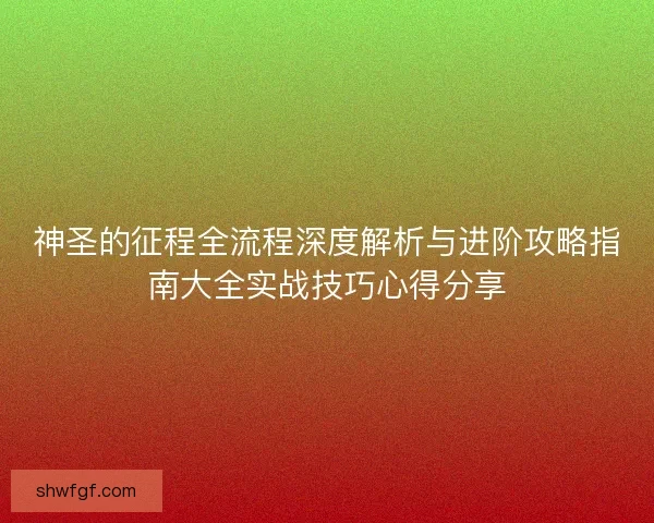 神圣的征程全流程深度解析与进阶攻略指南大全实战技巧心得分享