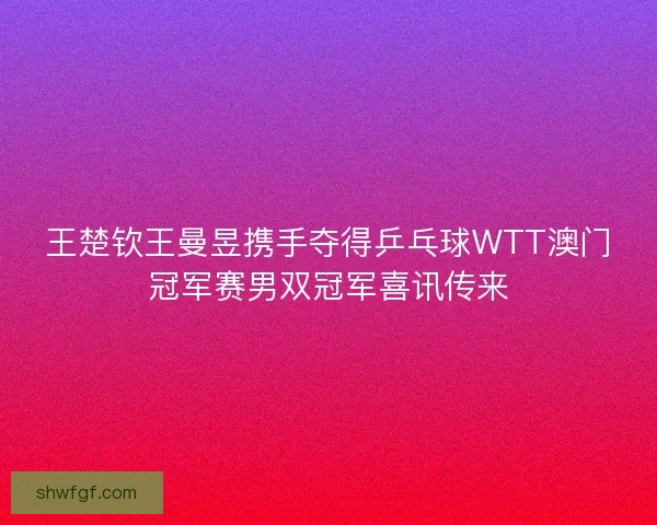 王楚钦王曼昱携手夺得乒乓球WTT澳门冠军赛男双冠军喜讯传来