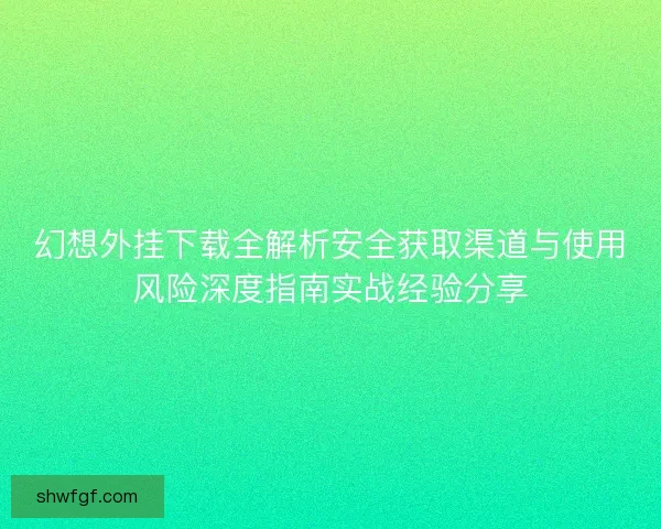 幻想外挂下载全解析安全获取渠道与使用风险深度指南实战经验分享