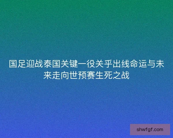 国足迎战泰国关键一役关乎出线命运与未来走向世预赛生死之战