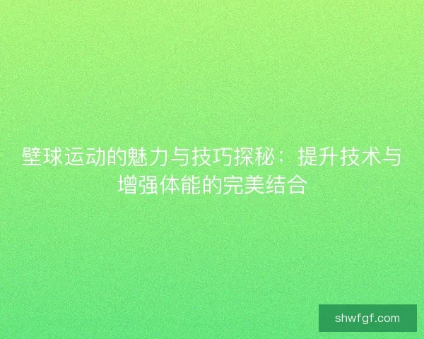 壁球运动的魅力与技巧探秘:提升技术与增强体能的完美结合 壁球运动的魅力与技巧探秘:提升技术与增强体能的完美结合
